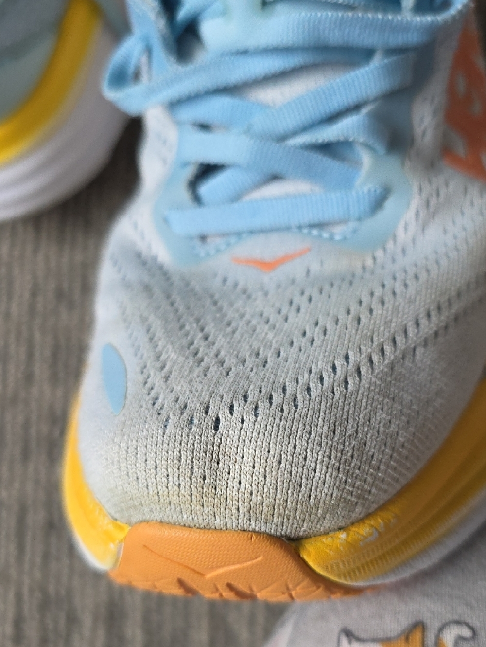 Hoka Bondi 8 Running Shoes - Light Blue, Yellow & Coral Accents - Picture 10 of 10